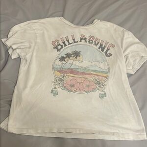 Billabong White Short Sleeve Tee with Vintage Beach Graphic